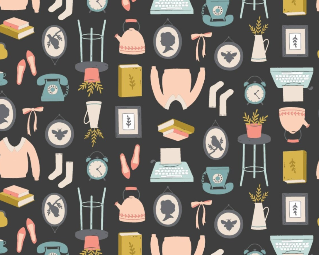 Cotone Americano Home Sweet Home Charcoal Domestic Delight