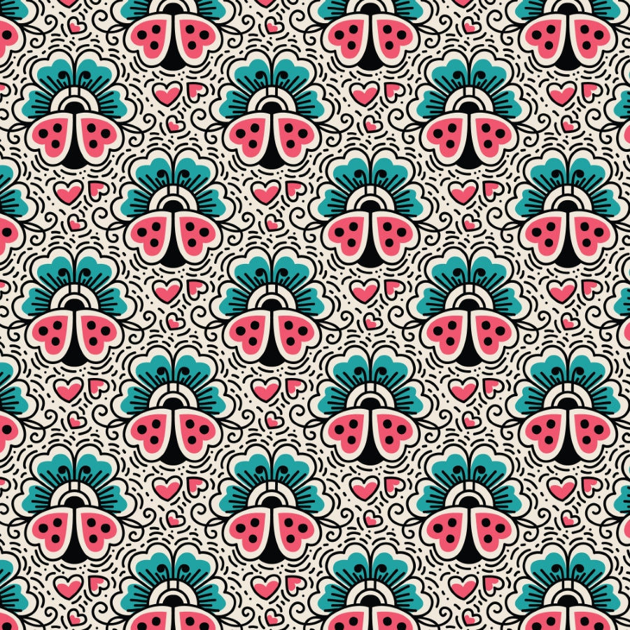 Cotone Americano Love Ink Tattoo Ladybugs