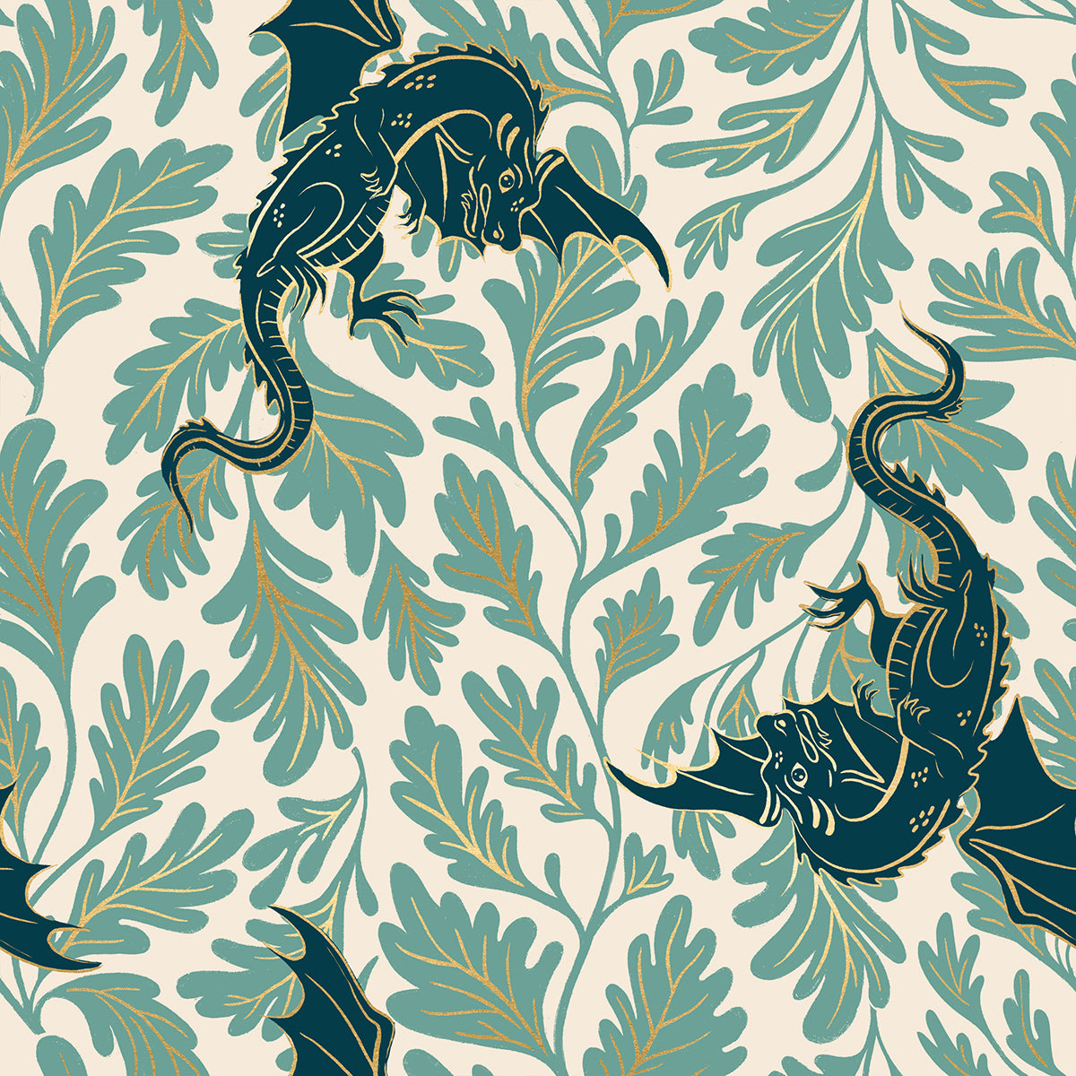 Cotone Americano Fireglow Watercress Dragon Lair Metallic
