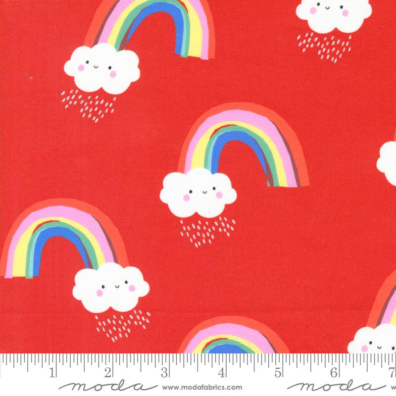 Cotone Americano Whatever The Weather Cloud Red Papercut Rainbows