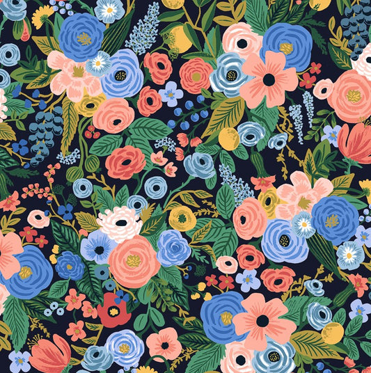 Cotone Americano Rifle Paper Co. Wildwood Garden Party Navy