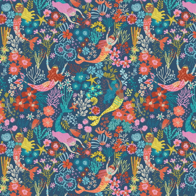 Cotone Americano Sirens Seas Coral Queens
