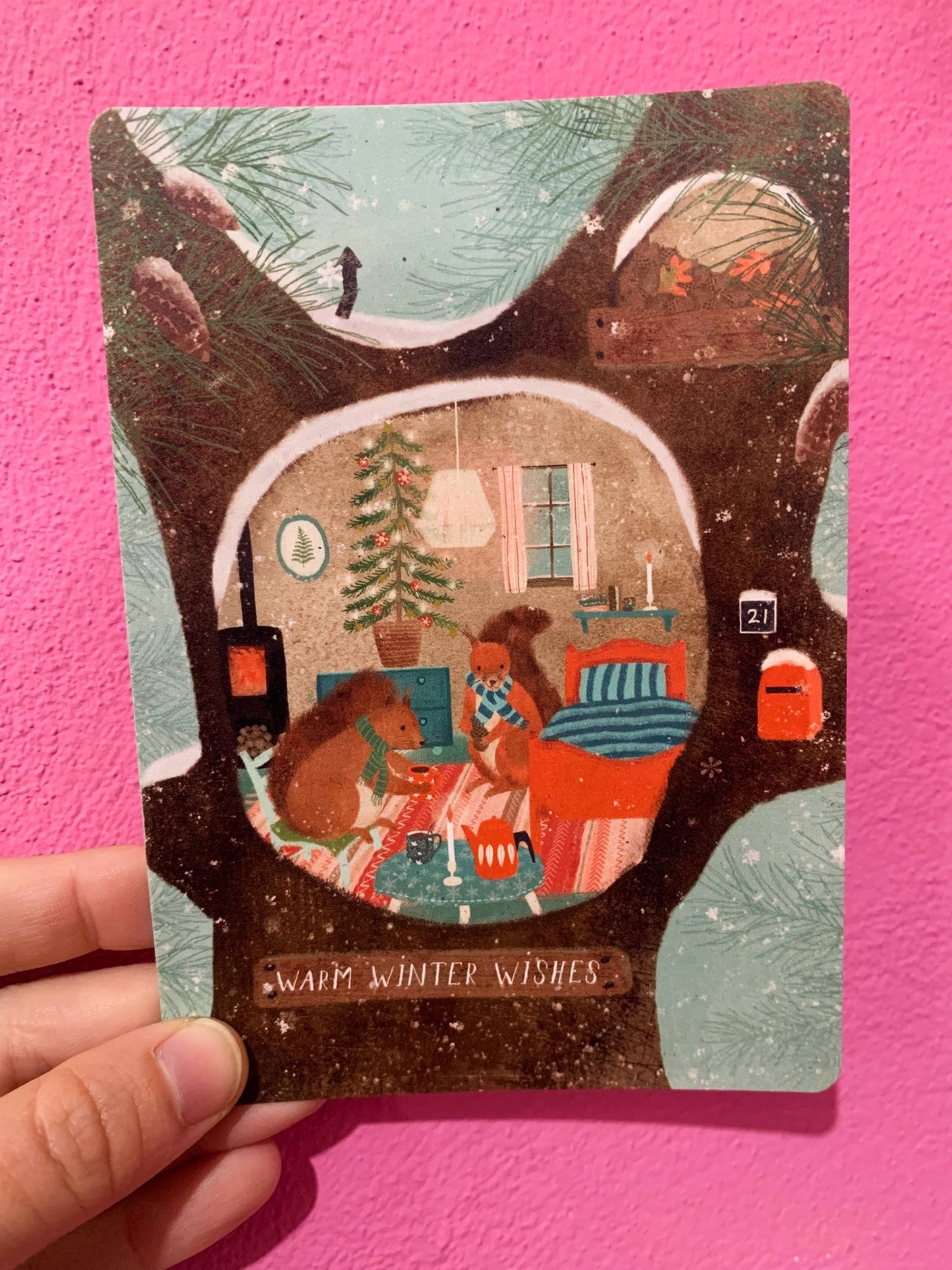 Cartolina Scoiattoli D'Inverno Warm Winter Wishes