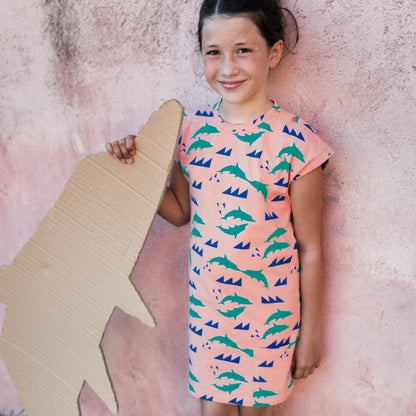 Promo Scampolo Jersey Dolphins Pink 150 x 150 cm