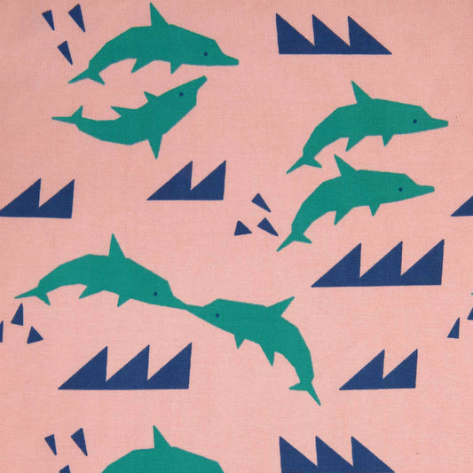 Promo Scampolo Jersey Dolphins Pink 100 x 150 cm