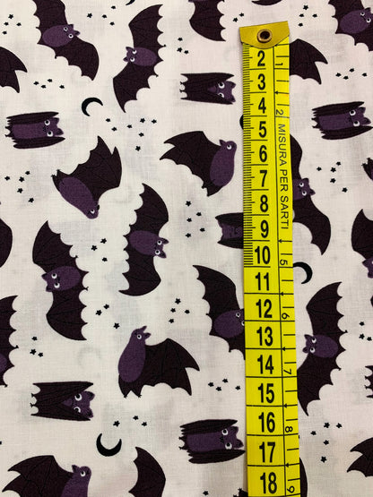 Cotone Americano Freaky Familiars Fat Bats Natural - Pipistrelli Nella Notte Panna