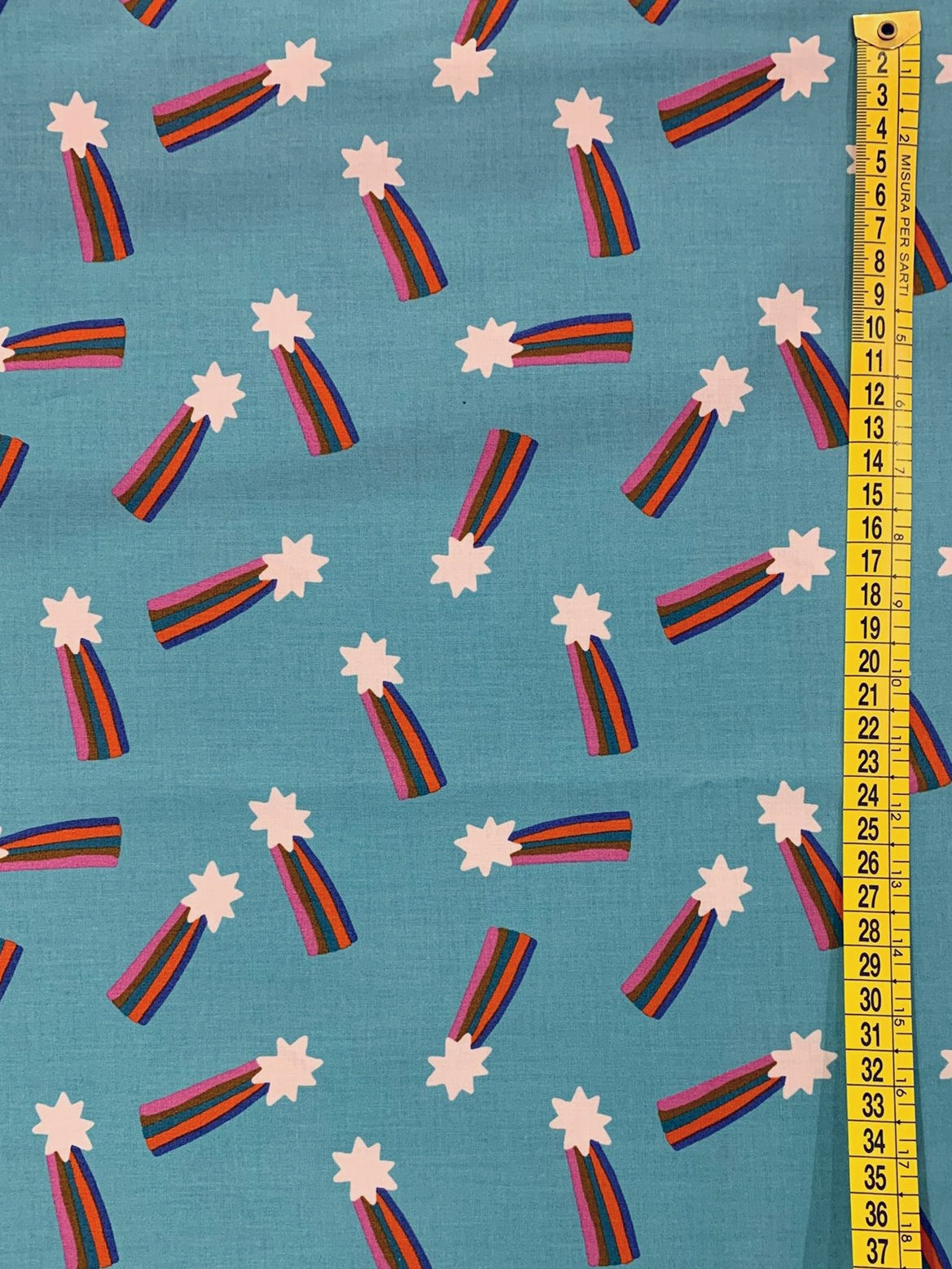 Cotone Americano Mystic Fable Cottage Blue Rainbow Shooting Stars