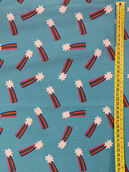Cotone Americano Mystic Fable Cottage Blue Rainbow Shooting Stars