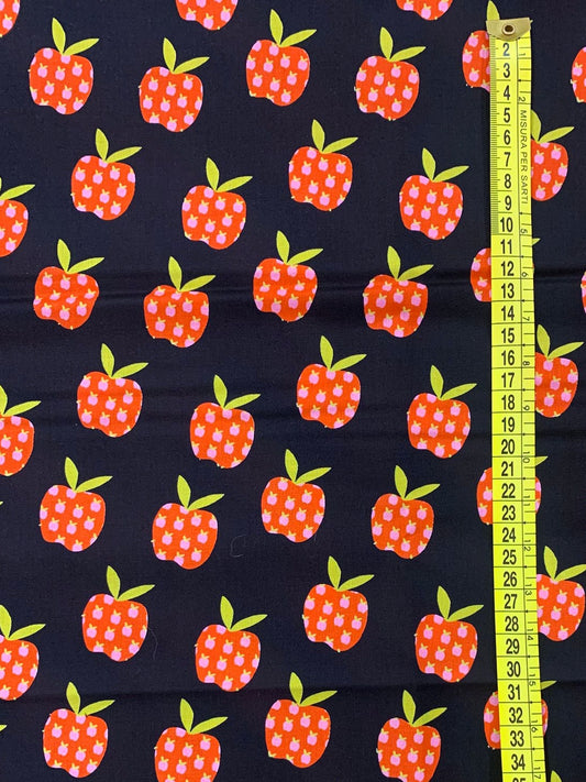 Cotone Americano Mystic Fable Soft Black Retro Kitchen Apples