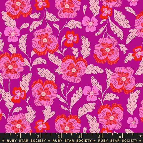 Cotone Americano Hello Alice Violets Florals Berry