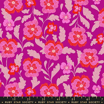 Cotone Americano Hello Alice Violets Florals Berry