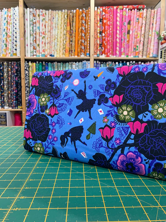 Cotone Americano Hello Alice Rabbit Hole Damask Floral Blue