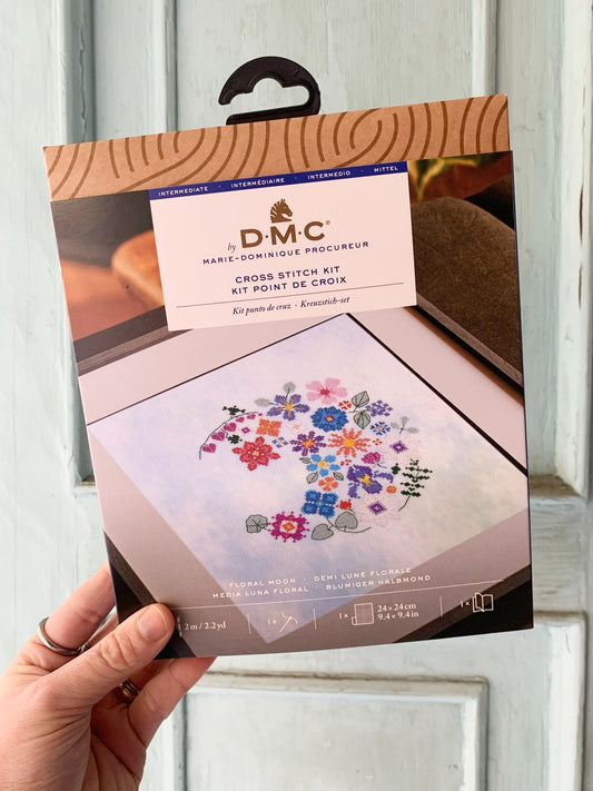 Kit Ricamo Punto Croce Luna Floreale