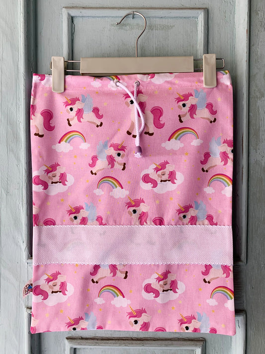 Sacchetta Unicorni & Arcobaleni con Ricamo a Macchina Personalizzato