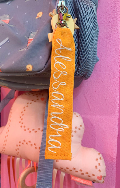 Targhetta Zaino Nome Personalizzato con Moschettone