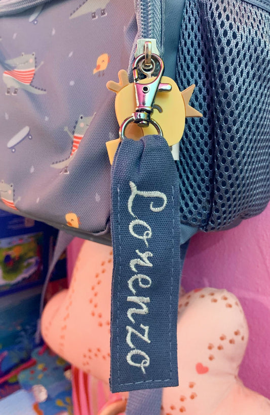 Targhetta Zaino Nome Personalizzato con Moschettone