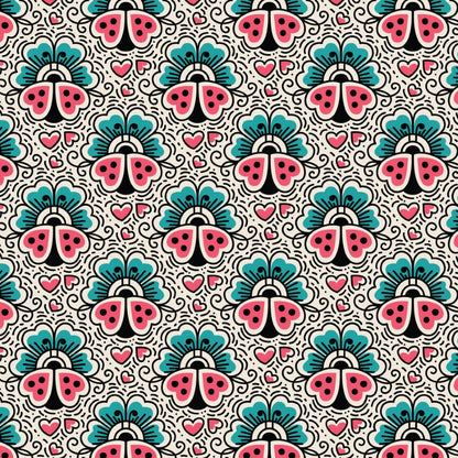 Cotone Americano Love Ink Tattoo Ladybugs