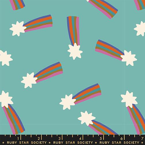 Cotone Americano Mystic Fable Cottage Blue Rainbow Shooting Stars