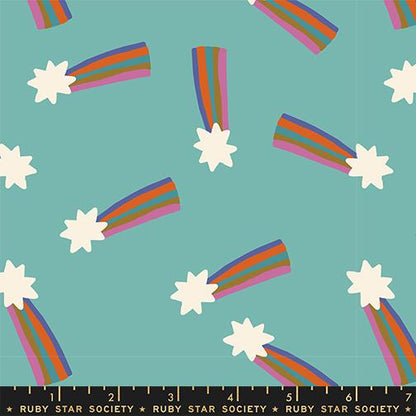 Cotone Americano Mystic Fable Cottage Blue Rainbow Shooting Stars