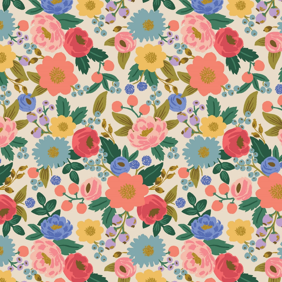 Cotone Americano Rifle Paper Co. Vintage Garden Blossom Cream Metallic