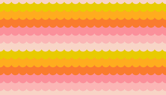 Cotone Americano Poolside Too Balmy Yellow Umbrella Scallops Retro