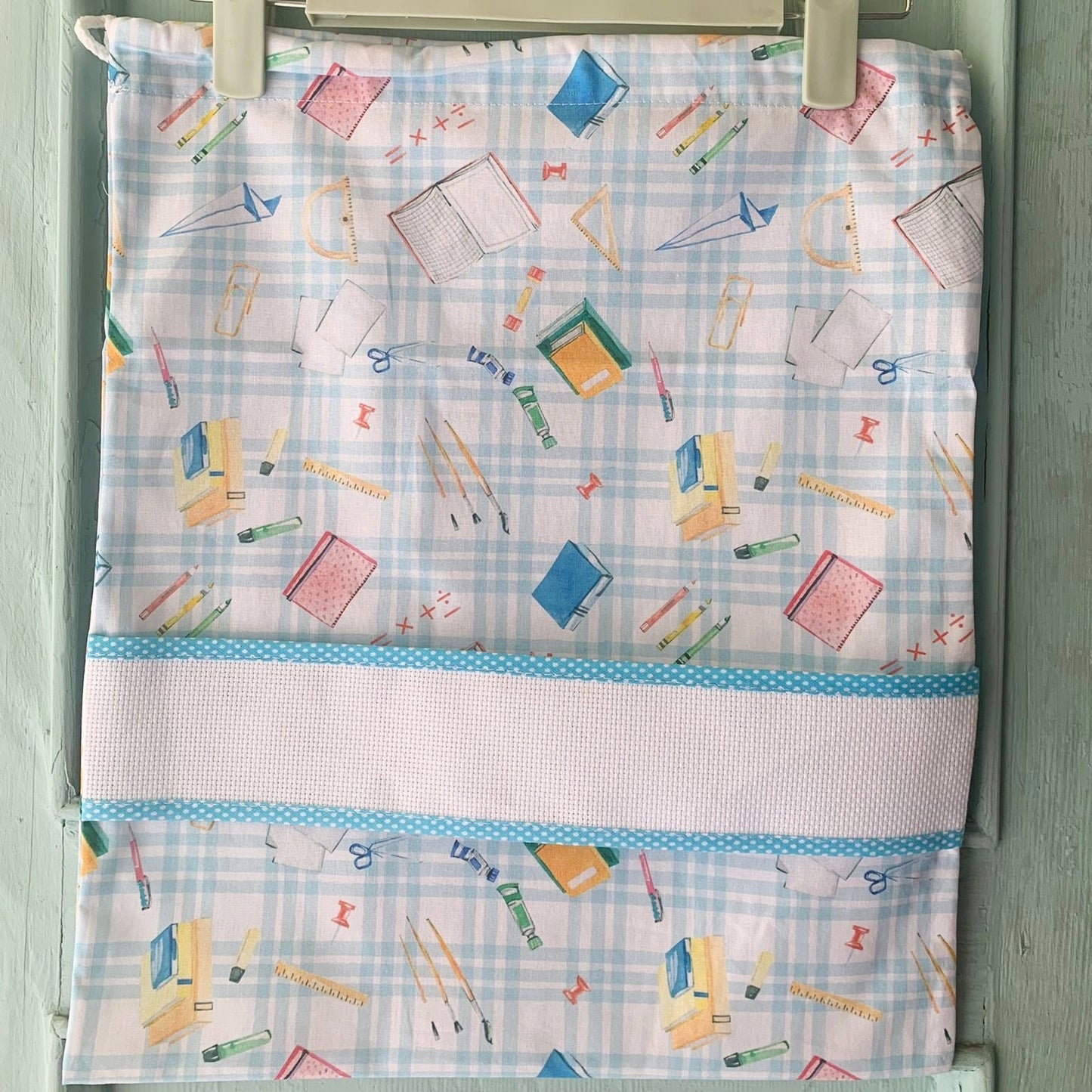 Sacchetta Scuola azzurra con Ricamo a Macchina Personalizzato