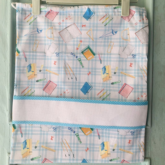 Sacchetta Scuola azzurra con Ricamo a Macchina Personalizzato
