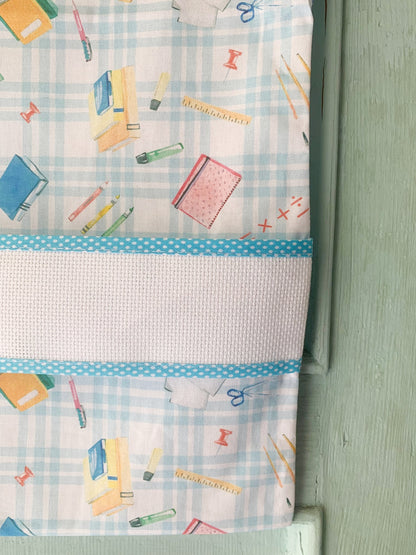 Sacchetta Scuola azzurra con Ricamo a Macchina Personalizzato