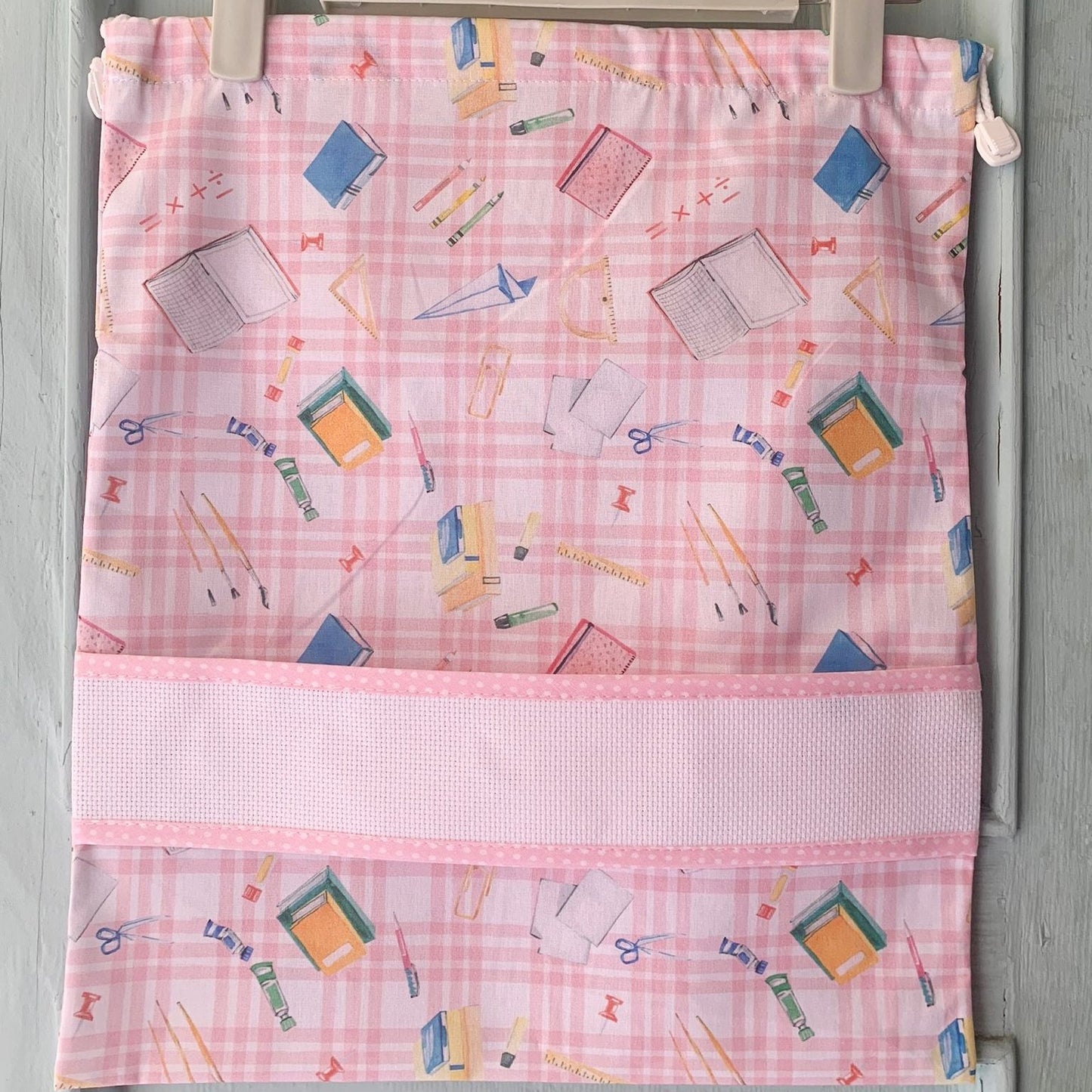 Sacchetta Scuola Rosa con Ricamo a Macchina Personalizzato