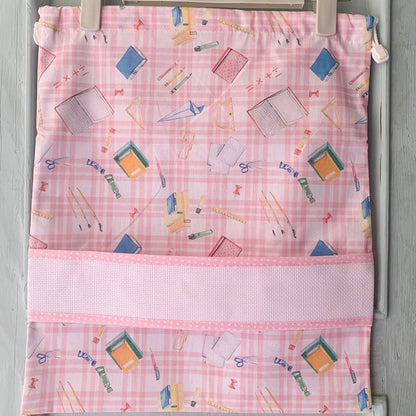 Sacchetta Scuola Rosa con Ricamo a Macchina Personalizzato