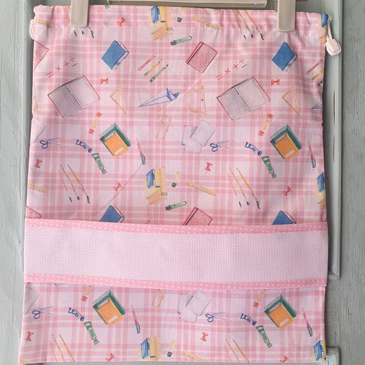 Sacchetta Scuola Rosa con Ricamo a Macchina Personalizzato