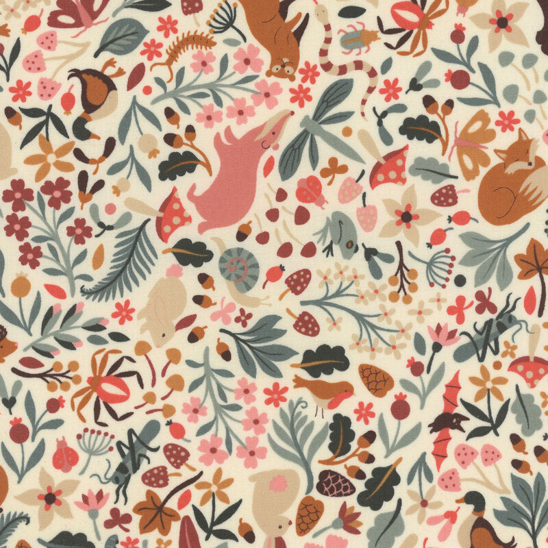 Cotone Americano Acorn Hollow Flora and Fauna Ecru