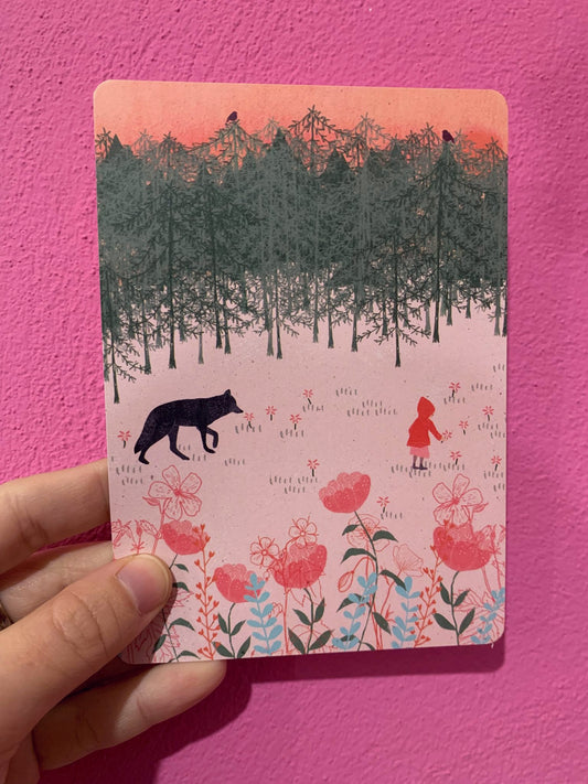 Cartolina Cappuccetto Rosso & Il Lupo