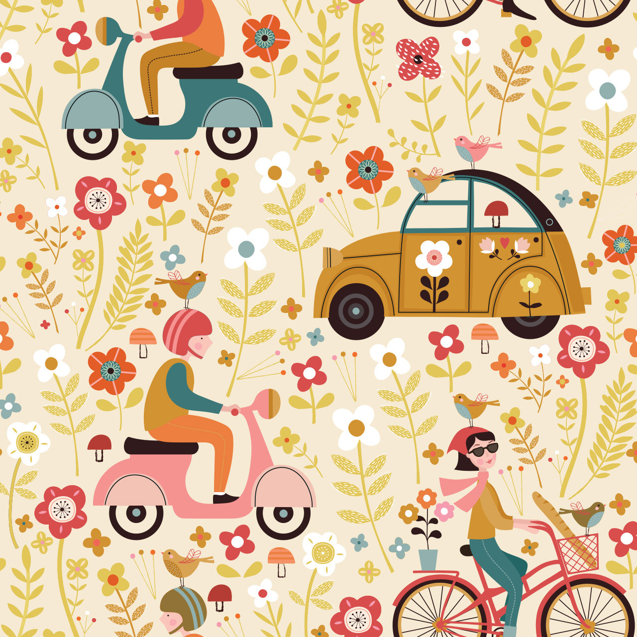 Cotone Americano Bon Voyage Fleurs