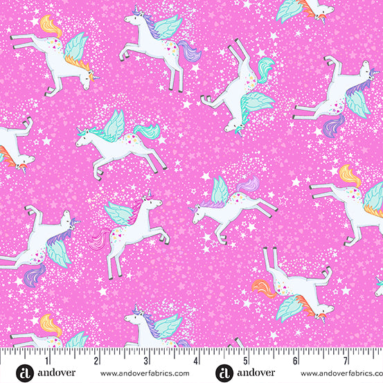 cotone-americano-makower-fabrics-fairy-dust-pink-unicorn