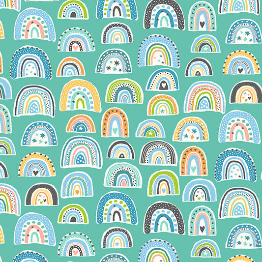 cotone-americano-makower-fabrics-in-the-jungle-blue-rainbows