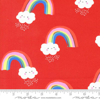 Cotone Americano Whatever The Weather Cloud Red Papercut Rainbows