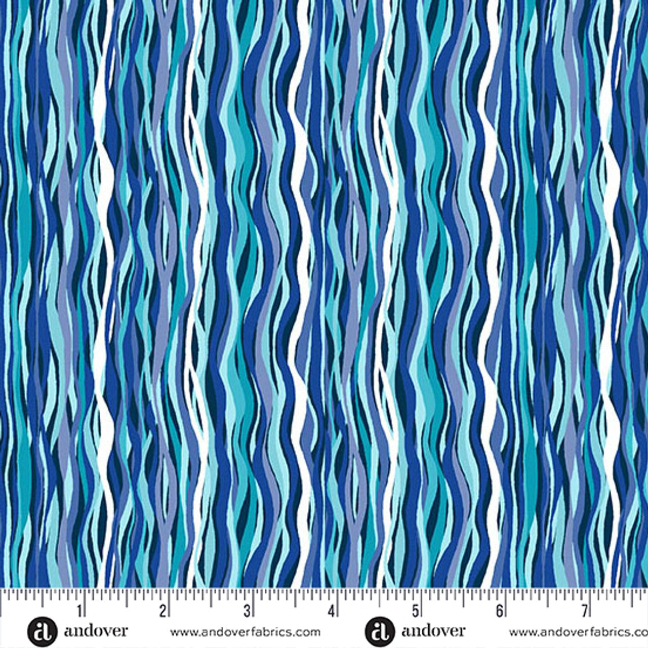 Cotone Americano Deep Blue Sea Waves Stripes