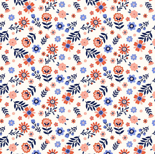 Cotone Americano Folky Chicken Ivory Folky Floral