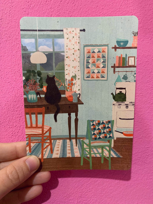 Cartolina Gatto In Cucina