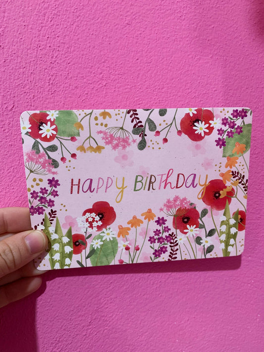 Cartolina Fiori Happy Birthday