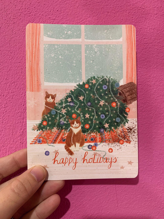 Cartolina Gatti Happy Holidays