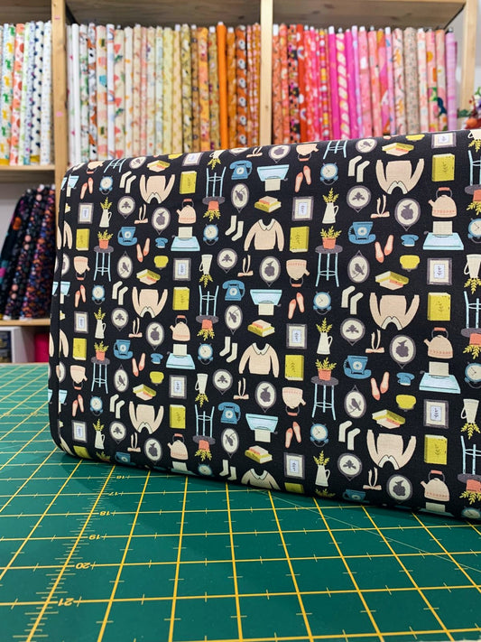 Cotone Americano Home Sweet Home Charcoal Domestic Delight