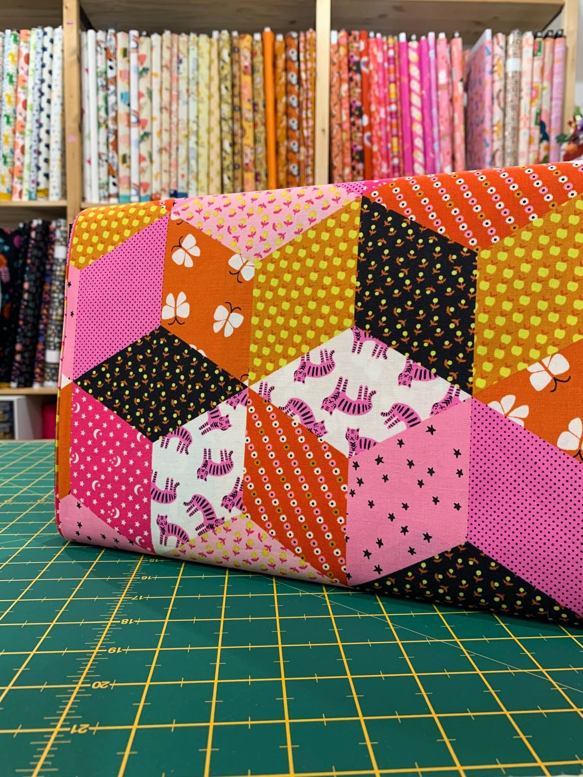 Cotone Americano Ooh Lucky Lucky Lucky Pink Patchwork Vintage Blocks