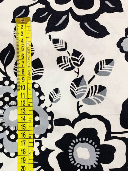 Cotone Americano Concrete Jungle Graffiti Flowers - Fiori XL Nero e Grigio