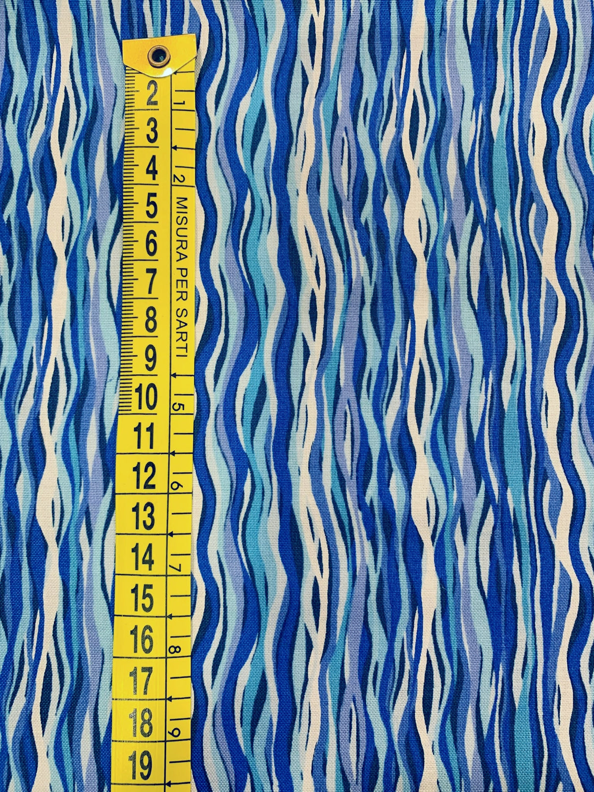 Cotone Americano Deep Blue Sea Waves Stripes - Pattern Onde Marine