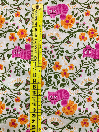 Cotone Americano Hello Alice Cheshire Cat Shell - Stregatto Panna