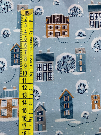 Cotone Americano Purrfect Christmas Snowy Town - Case Con Neve