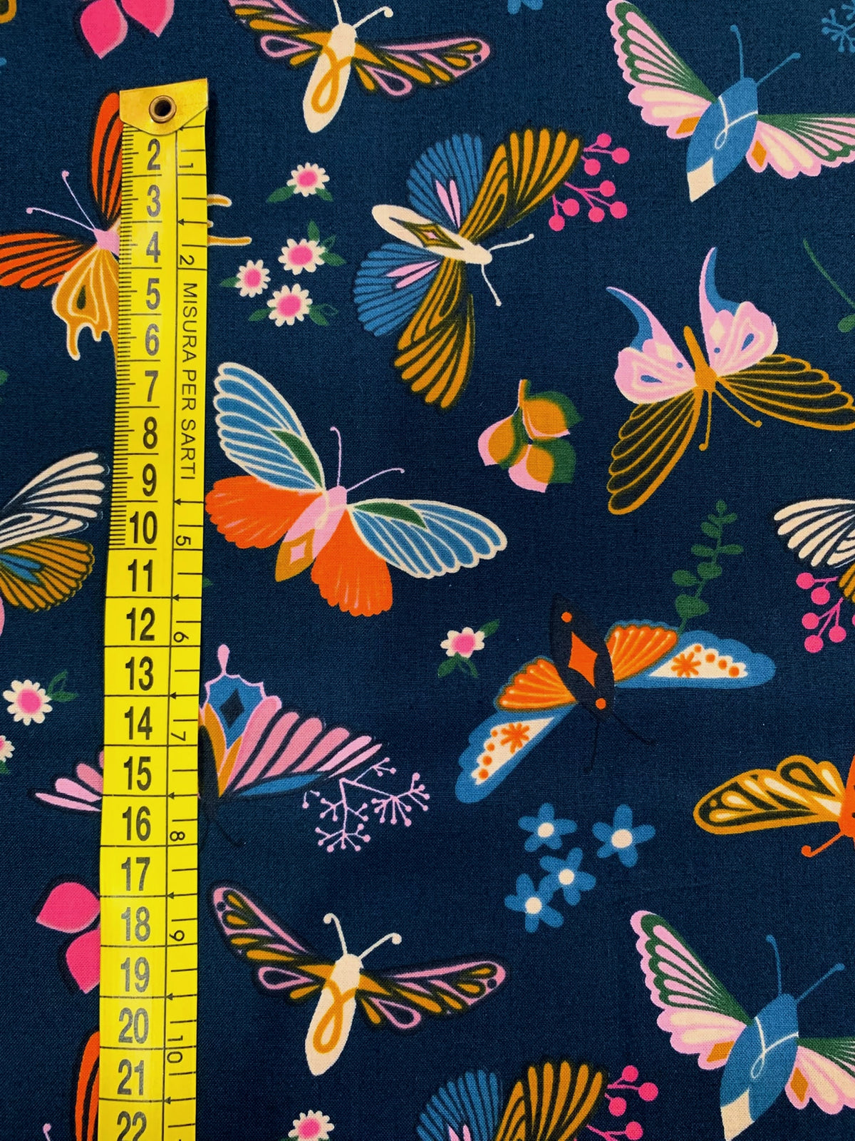 Cotone Americano Stay Gold Butterfly - Farfalle Blu Navy