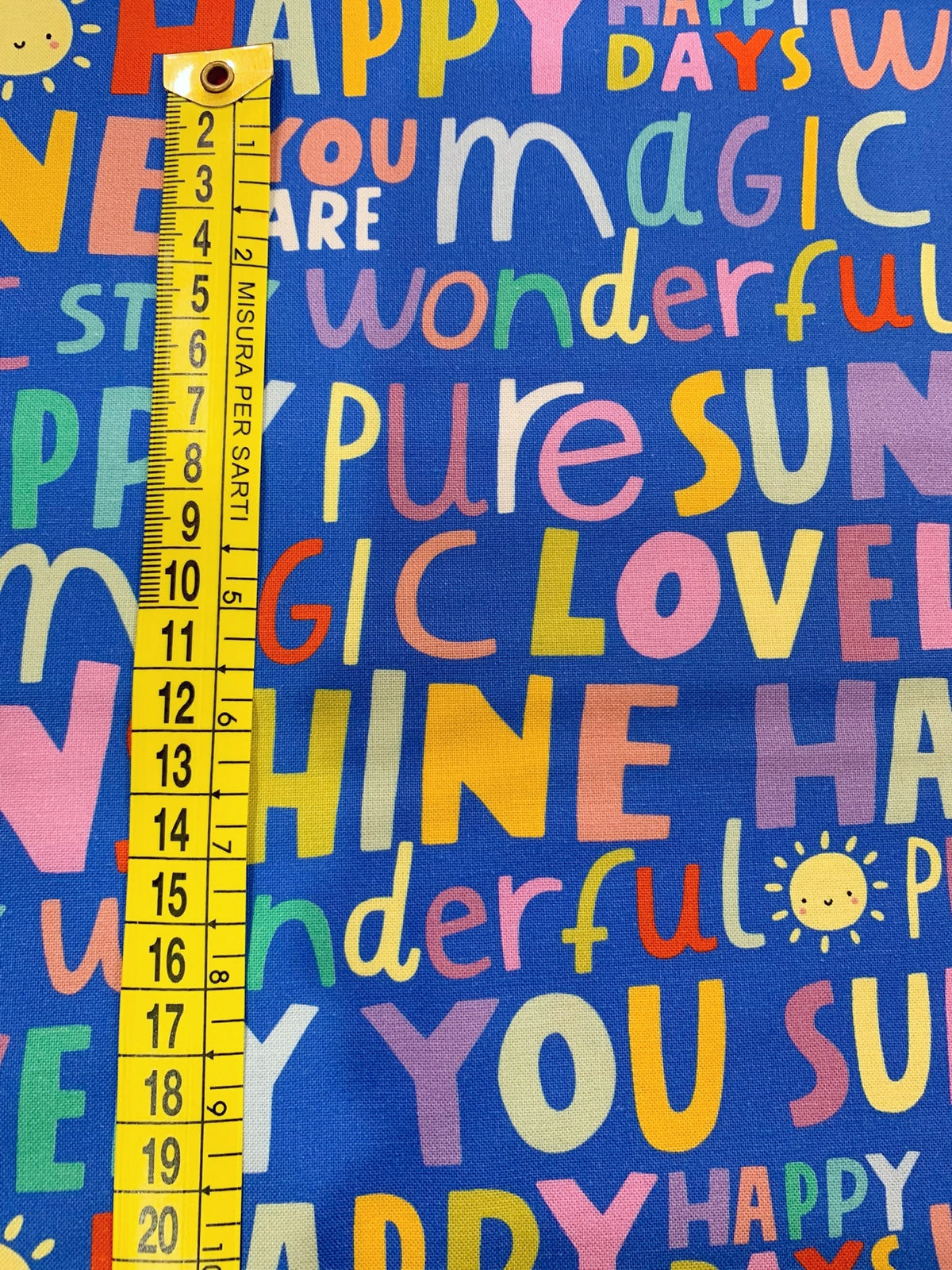 Cotone Americano Whatever The Weather Cloud Blue Words - Parole Colorate